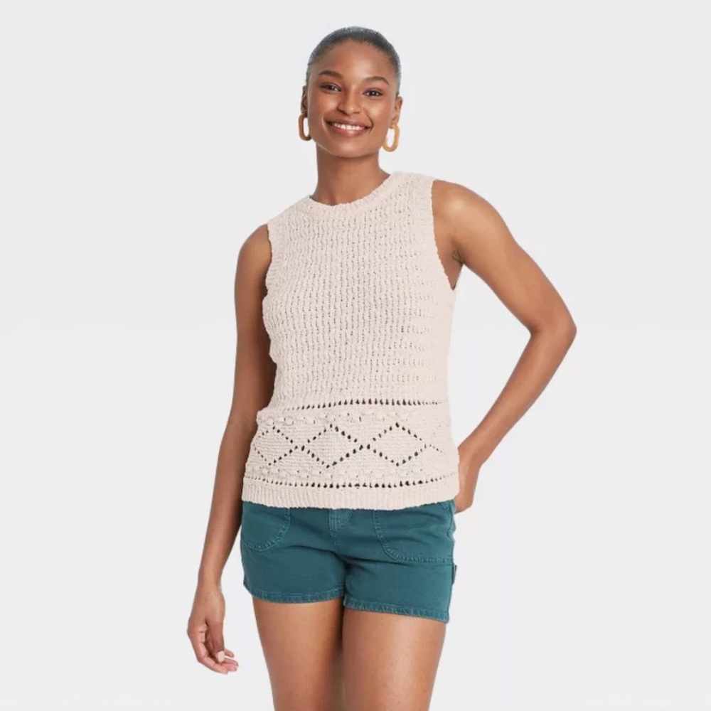 Universal Thread Beige Knit Sleeveless Sweater Tank Top